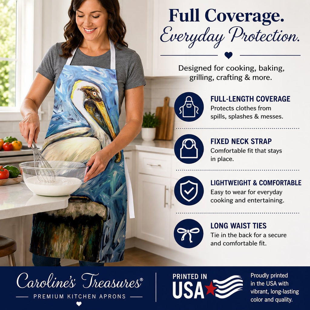 Pelican Blues Apron Cooking Kitchen Server Baking Crafts Gardening for Adult Women Men, Unisex, Large, Multicolor