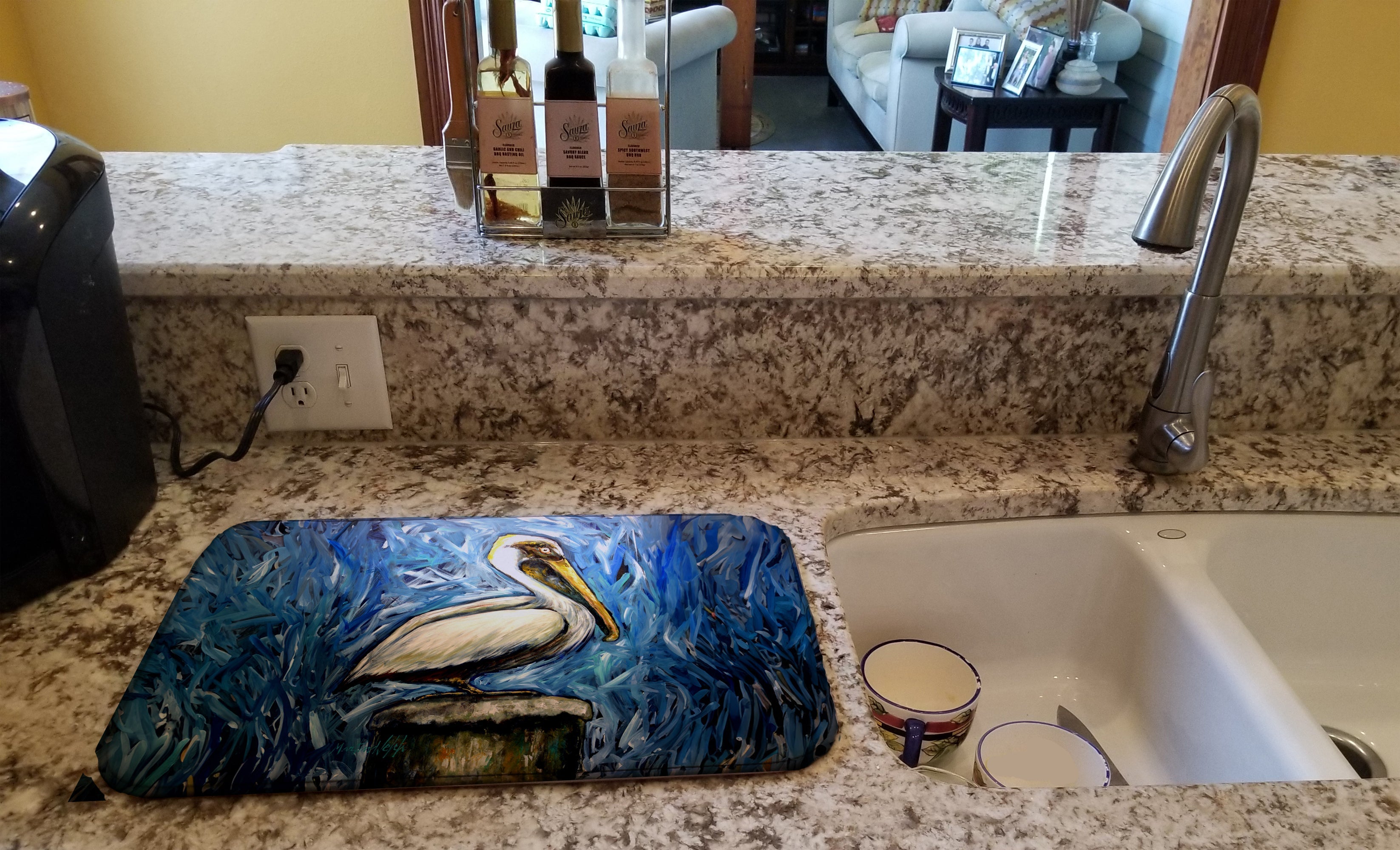 Pelican Blues Dish Drying Mat Absorbent Dish Drying Mat Pad for Kitchen Counter Dish Drainer Mat for Countertop, 14 x 21", Multicolor