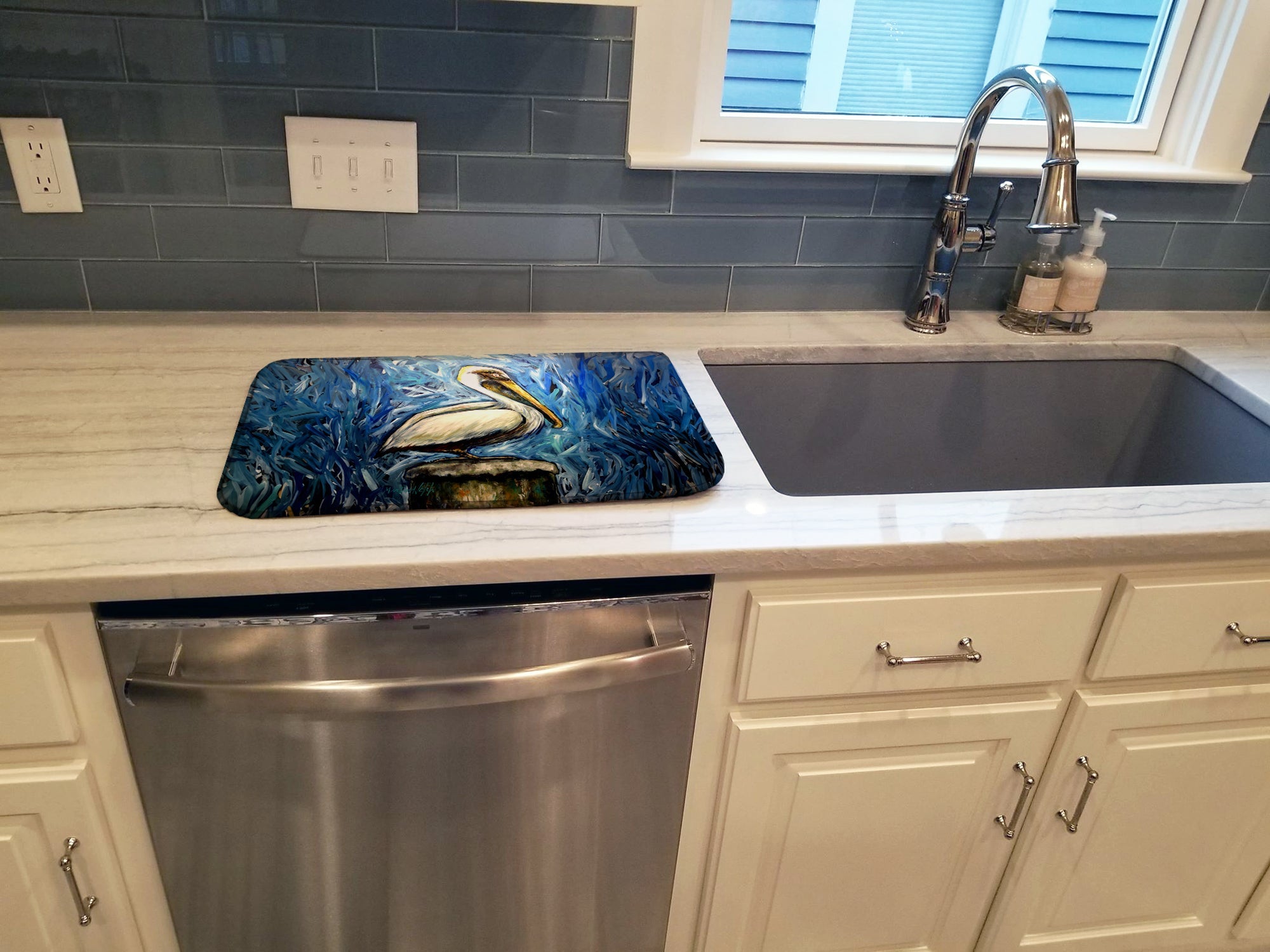 Pelican Blues Dish Drying Mat Absorbent Dish Drying Mat Pad for Kitchen Counter Dish Drainer Mat for Countertop, 14 x 21", Multicolor