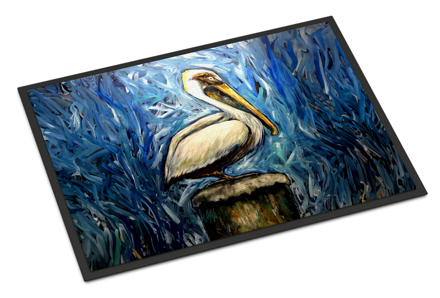 Pelican Blues Doormat Indoor Outdoor 24H X 36W Front Door Mat Rugs for Entryway, Non Slip Washable Low Pile,