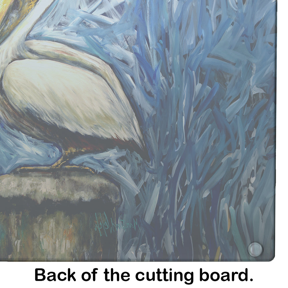 Pelican Blues Cutting Board Tempered Glass Kitchen Cutting Surface, Heat Resistant Chopping, Non-Slip Feet, Food Prep & Serving