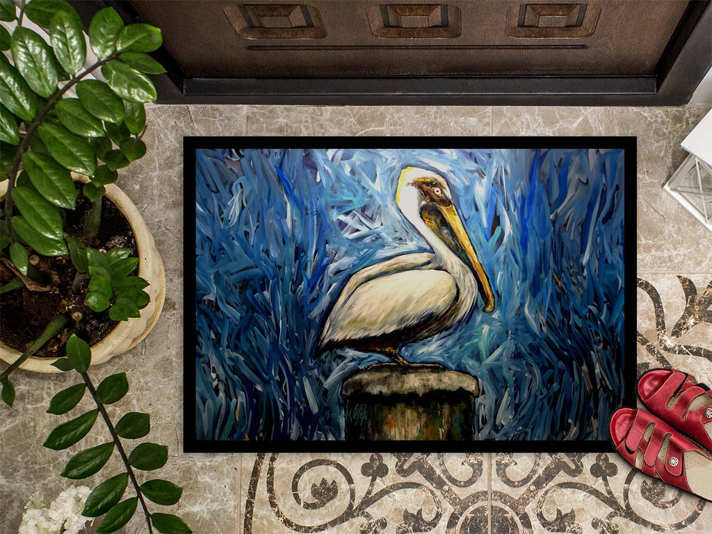 Pelican Blues Doormat Indoor Outdoor 18H X 27W Front Door Mat Rugs for Entryway, Non Slip Washable