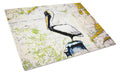 Pelican on Map Cutting Board Tempered Glass Kitchen Cutting Surface, Heat Resistant Chopping, Non-Slip Feet, Food Prep & Serving