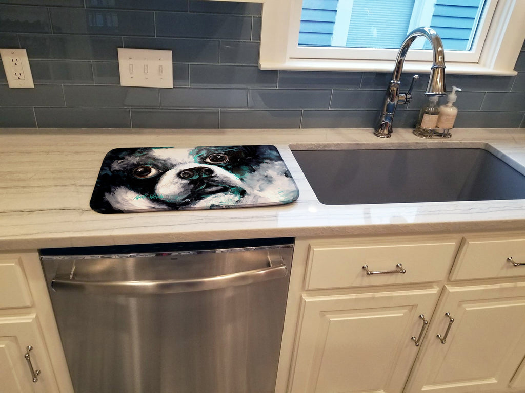Boston Terrier Pretty Please Dish Drying Mat Absorbent Dish Drying Mat Pad for Kitchen Counter Dish Drainer Mat for Countertop, 14 x 21", Multicolor