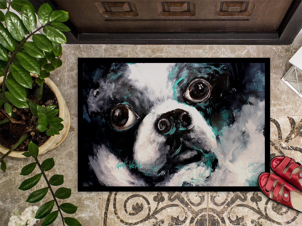 Boston Terrier Pretty Please Doormat Indoor Outdoor 18H X 27W Front Door Mat Rugs for Entryway, Non Slip Washable