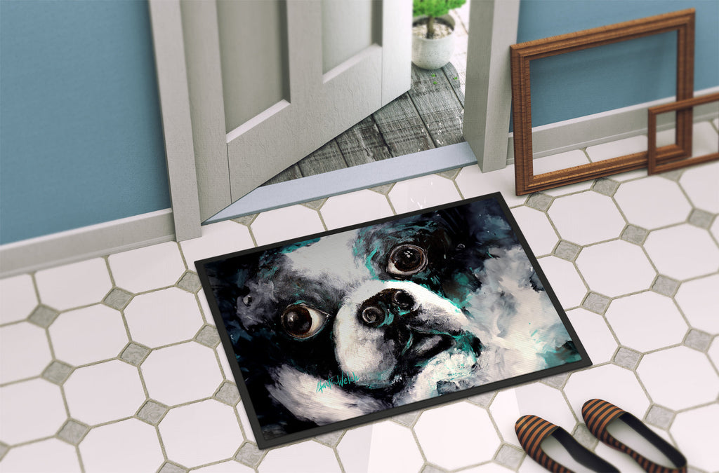 Boston Terrier Pretty Please Doormat Indoor Outdoor 18H X 27W Front Door Mat Rugs for Entryway, Non Slip Washable