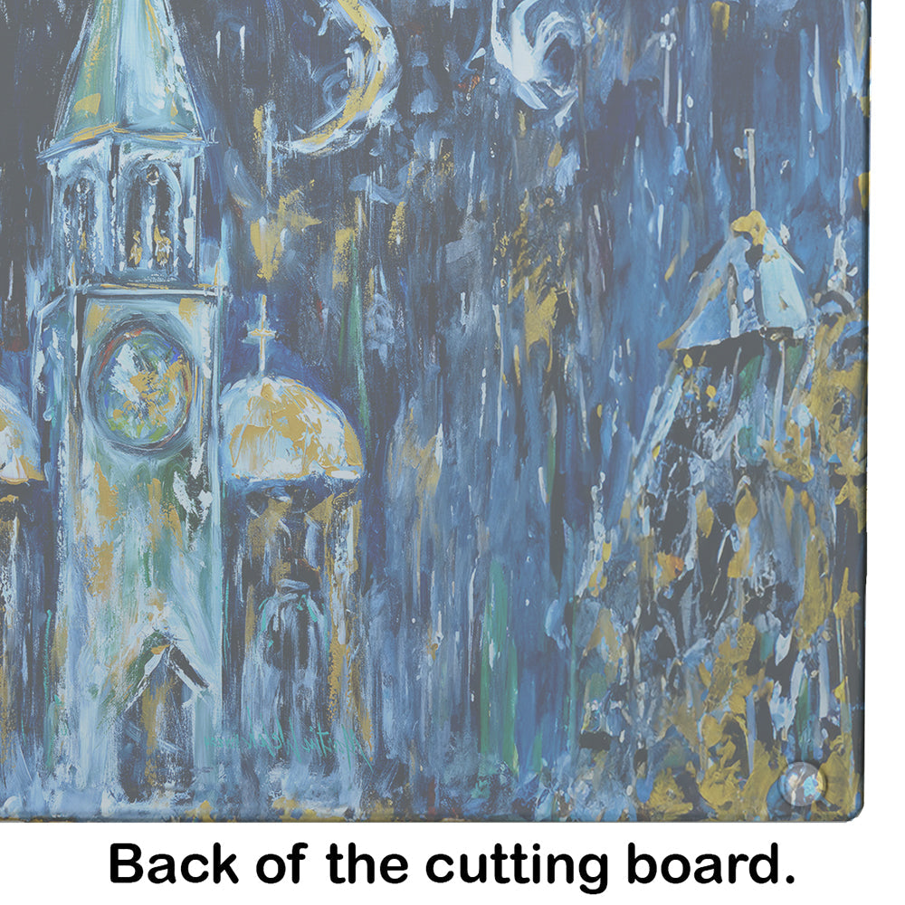 Raining Stars Cutting Board Tempered Glass Kitchen Cutting Surface, Heat Resistant Chopping, Non-Slip Feet, Food Prep & Serving