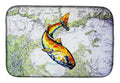 Red Fish On Map Dish Drying Mat Absorbent Dish Drying Mat Pad for Kitchen Counter Dish Drainer Mat for Countertop, 14 x 21", Multicolor