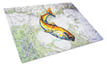 Red Fish On Map Cutting Board Tempered Glass Kitchen Cutting Surface, Heat Resistant Chopping, Non-Slip Feet, Food Prep & Serving