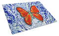 Red Glider Butterfly Cutting Board Tempered Glass Kitchen Cutting Surface, Heat Resistant Chopping, Non-Slip Feet, Food Prep & Serving