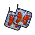 Red Glider Butterfly Pot Holder Set of 2 Heat Resistant Quilted Hot Pads 7.5 x 7.5 Inch, Insulated Kitchen Trivets for Cooking & Baking