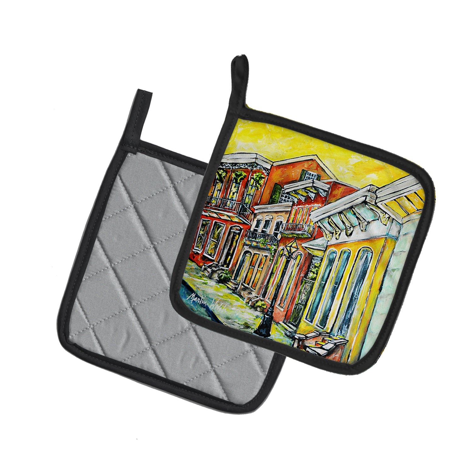 Remember When Pot Holder Set of 2 Heat Resistant Quilted Hot Pads 7.5 x 7.5 Inch, Insulated Kitchen Trivets for Cooking & Baking