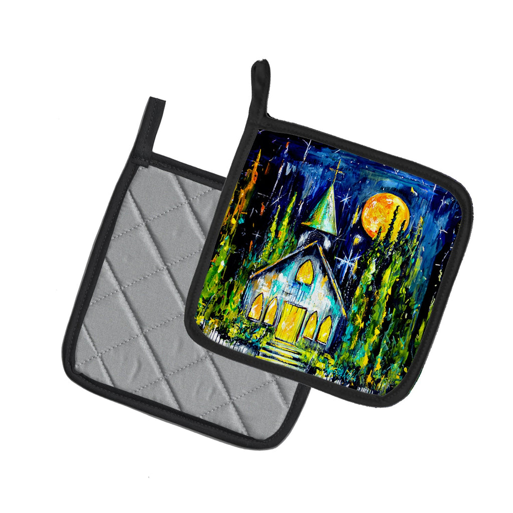 Rock of Ages Church Pot Holder Set of 2 Heat Resistant Quilted Hot Pads 7.5 x 7.5 Inch, Insulated Kitchen Trivets for Cooking & Baking