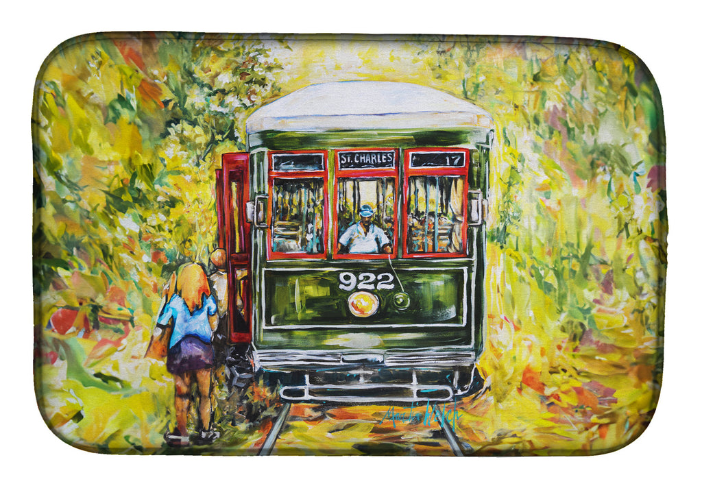 Saint Charles No. 922 Streetcar Dish Drying Mat Absorbent Dish Drying Mat Pad for Kitchen Counter Dish Drainer Mat for Countertop, 14 x 21", Multicolor