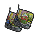 Saint Charles No. 922 Streetcar Again Pot Holder Set of 2 Heat Resistant Quilted Hot Pads 7.5 x 7.5 Inch, Insulated Kitchen Trivets for Cooking & Baking