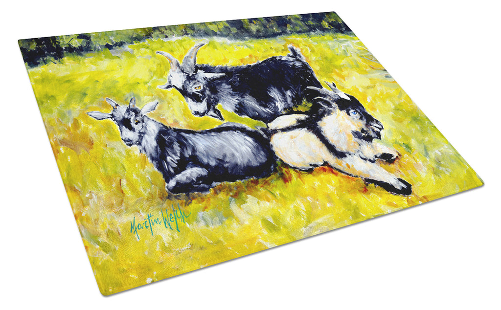 Scooter Pooter and Tooter Goats Cutting Board Tempered Glass Kitchen Cutting Surface, Heat Resistant Chopping, Non-Slip Feet, Food Prep & Serving