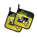 Scooter Pooter and Tooter Goats Pot Holder Set of 2 Heat Resistant Quilted Hot Pads 7.5 x 7.5 Inch, Insulated Kitchen Trivets for Cooking & Baking
