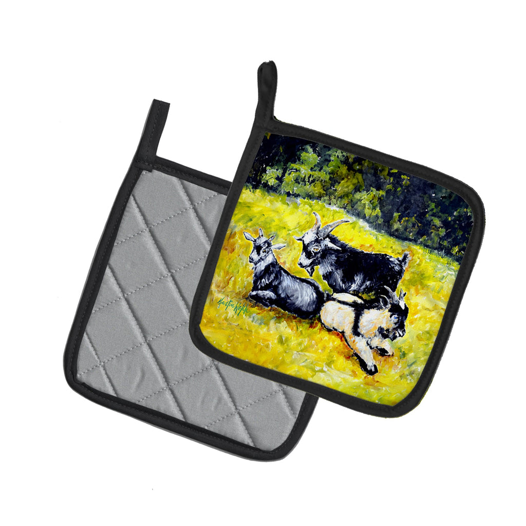 Scooter Pooter and Tooter Goats Pot Holder Set of 2 Heat Resistant Quilted Hot Pads 7.5 x 7.5 Inch, Insulated Kitchen Trivets for Cooking & Baking