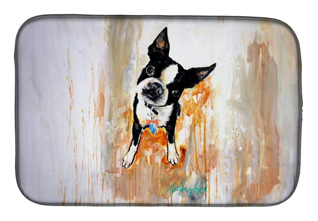 Boston Terrier Scout Dish Drying Mat Absorbent Dish Drying Mat Pad for Kitchen Counter Dish Drainer Mat for Countertop, 14 x 21", Multicolor