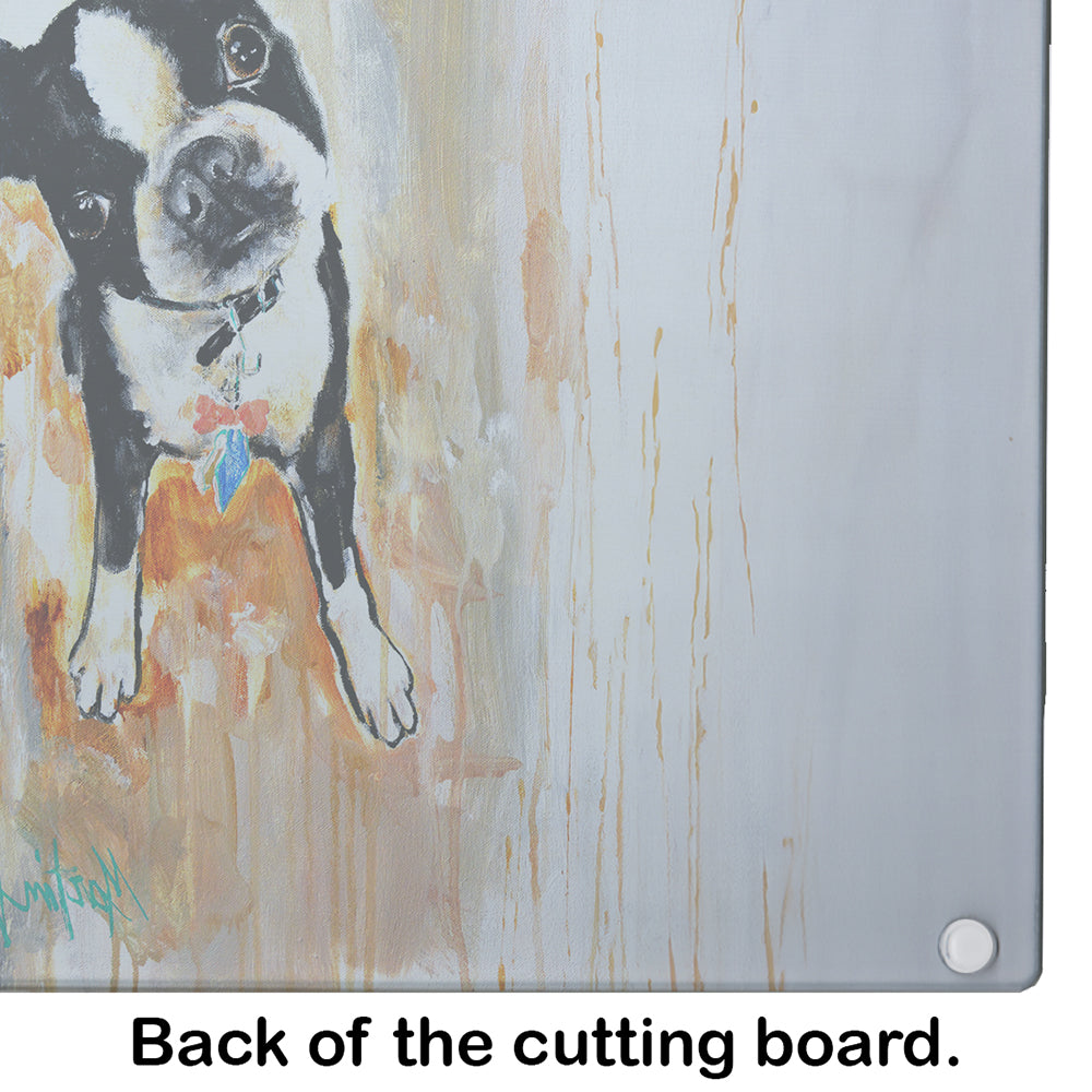Boston Terrier Scout Cutting Board Tempered Glass Kitchen Cutting Surface, Heat Resistant Chopping, Non-Slip Feet, Food Prep & Serving