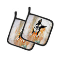 Boston Terrier Scout Pot Holder Set of 2 Heat Resistant Quilted Hot Pads 7.5 x 7.5 Inch, Insulated Kitchen Trivets for Cooking & Baking