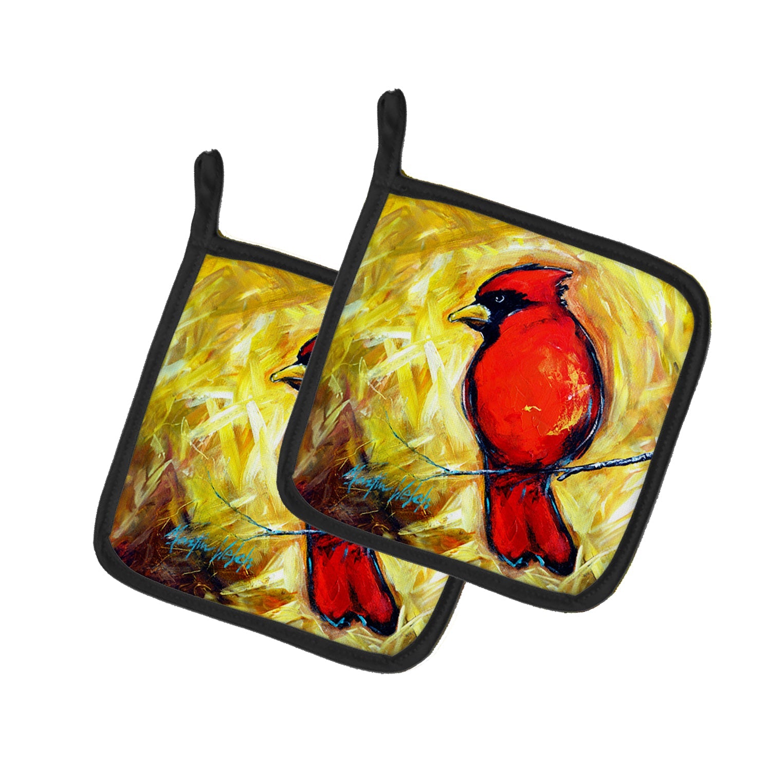 Sha Red Baba Bird Pot Holder Set of 2 Heat Resistant Quilted Hot Pads 7.5 x 7.5 Inch, Insulated Kitchen Trivets for Cooking & Baking