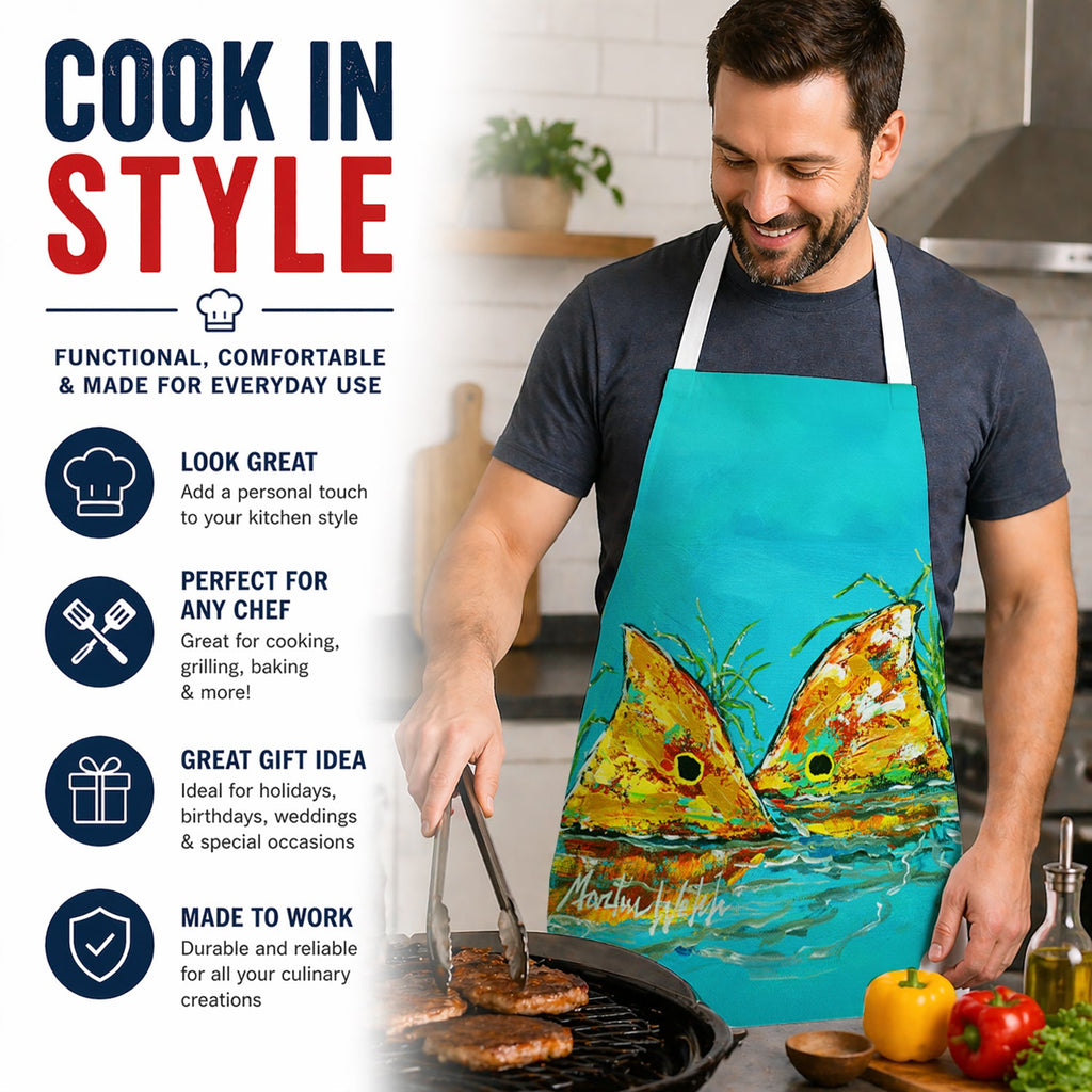 Side By Side Red Fish Apron Cooking Kitchen Server Baking Crafts Gardening for Adult Women Men, Unisex, Large, Multicolor