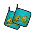 Side By Side Red Fish Pot Holder Set of 2 Heat Resistant Quilted Hot Pads 7.5 x 7.5 Inch, Insulated Kitchen Trivets for Cooking & Baking