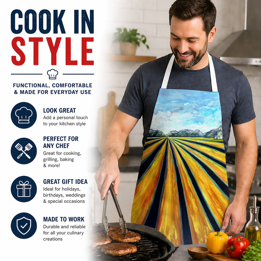 Silos Farm Land Apron Cooking Kitchen Server Baking Crafts Gardening for Adult Women Men, Unisex, Large, Multicolor