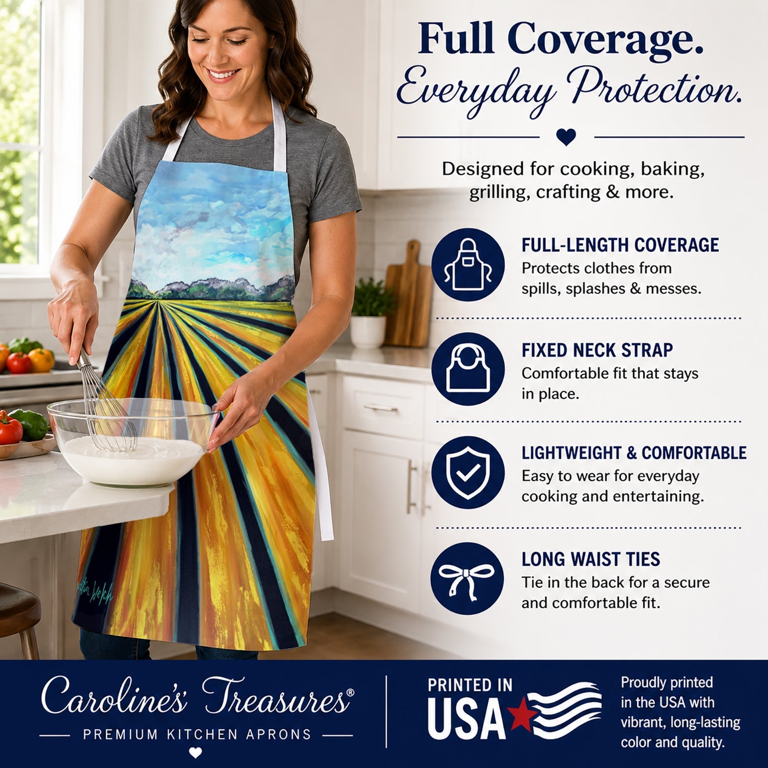 Silos Farm Land Apron Cooking Kitchen Server Baking Crafts Gardening for Adult Women Men, Unisex, Large, Multicolor