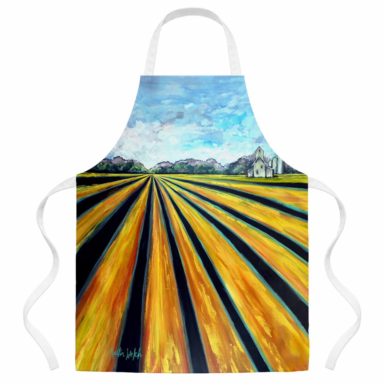 Silos Farm Land Apron Cooking Kitchen Server Baking Crafts Gardening for Adult Women Men, Unisex, Large, Multicolor