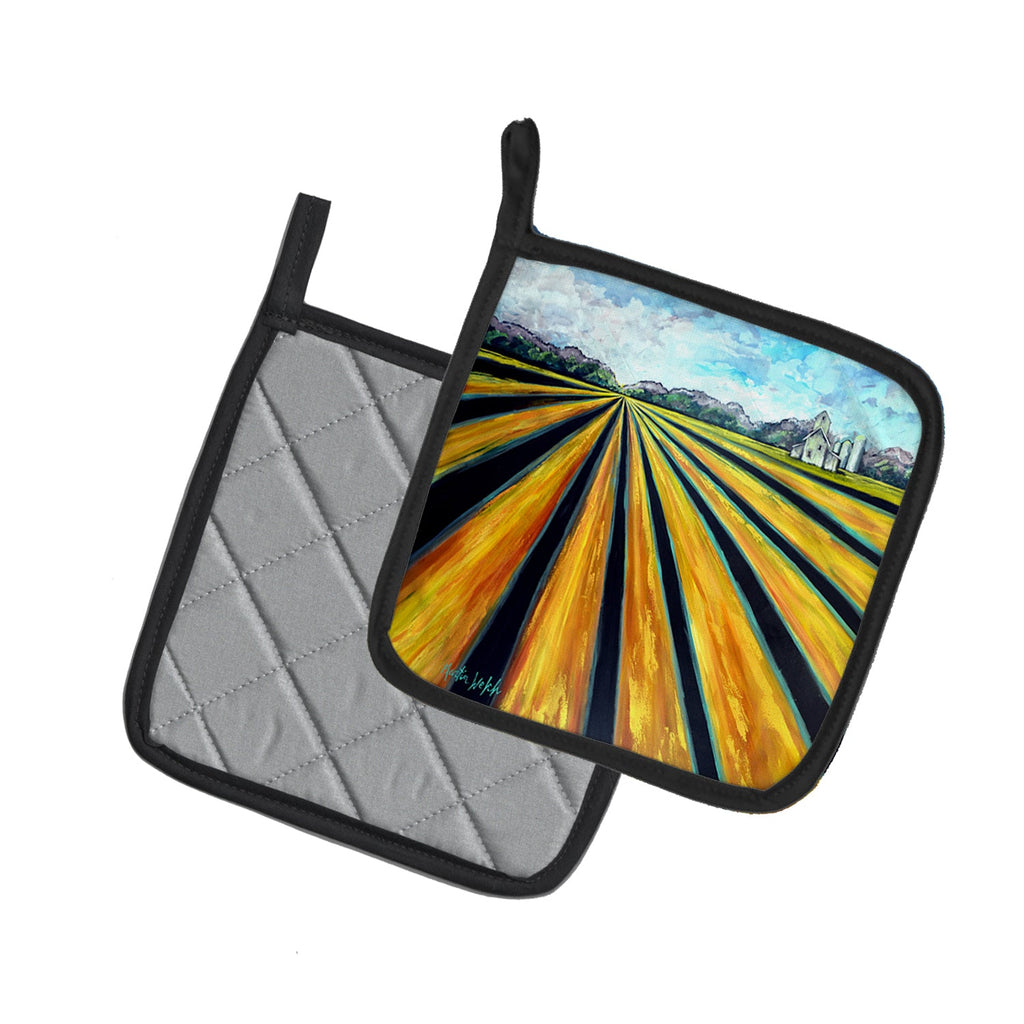 Silos Farm Land Pot Holder Set of 2 Heat Resistant Quilted Hot Pads 7.5 x 7.5 Inch, Insulated Kitchen Trivets for Cooking & Baking