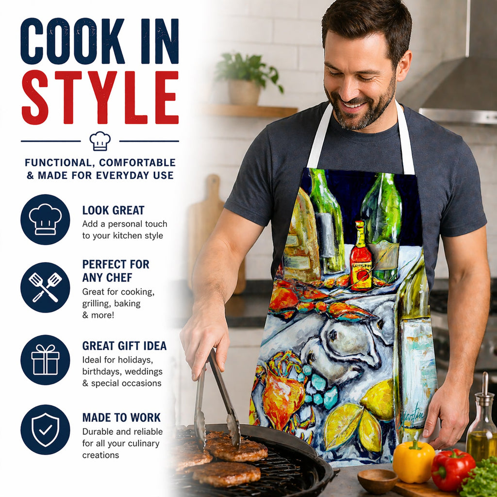 Sit A Spell Seafood Dinner Apron Cooking Kitchen Server Baking Crafts Gardening for Adult Women Men, Unisex, Large, Multicolor