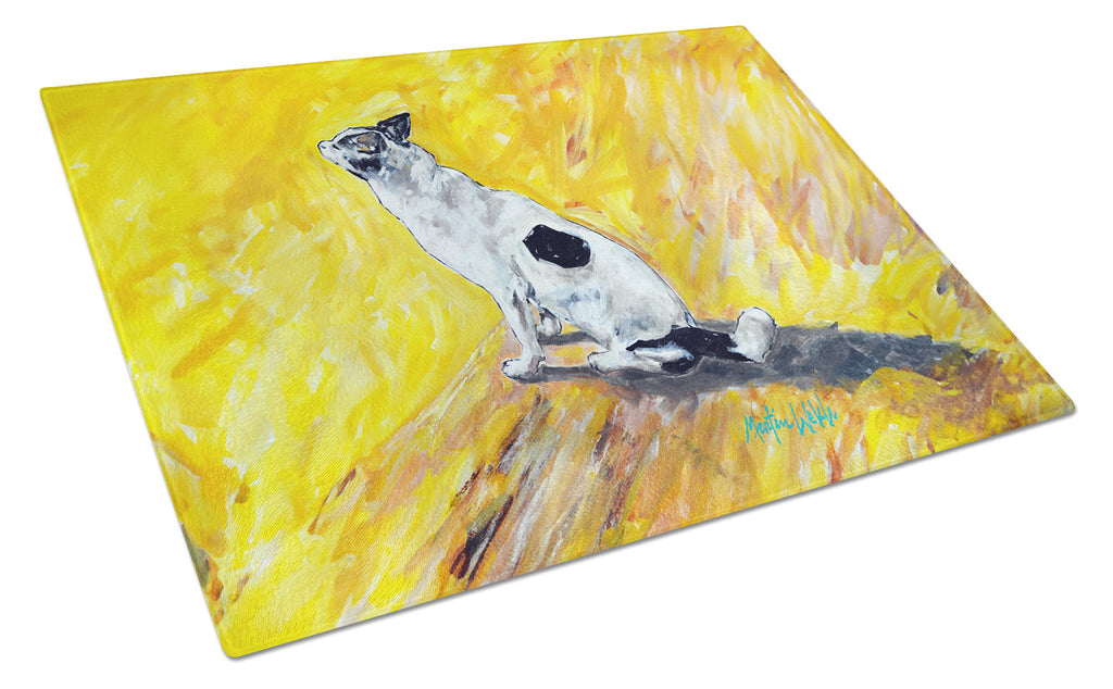 Sleeping In The Sunshine Dog Cutting Board Tempered Glass Kitchen Cutting Surface, Heat Resistant Chopping, Non-Slip Feet, Food Prep & Serving