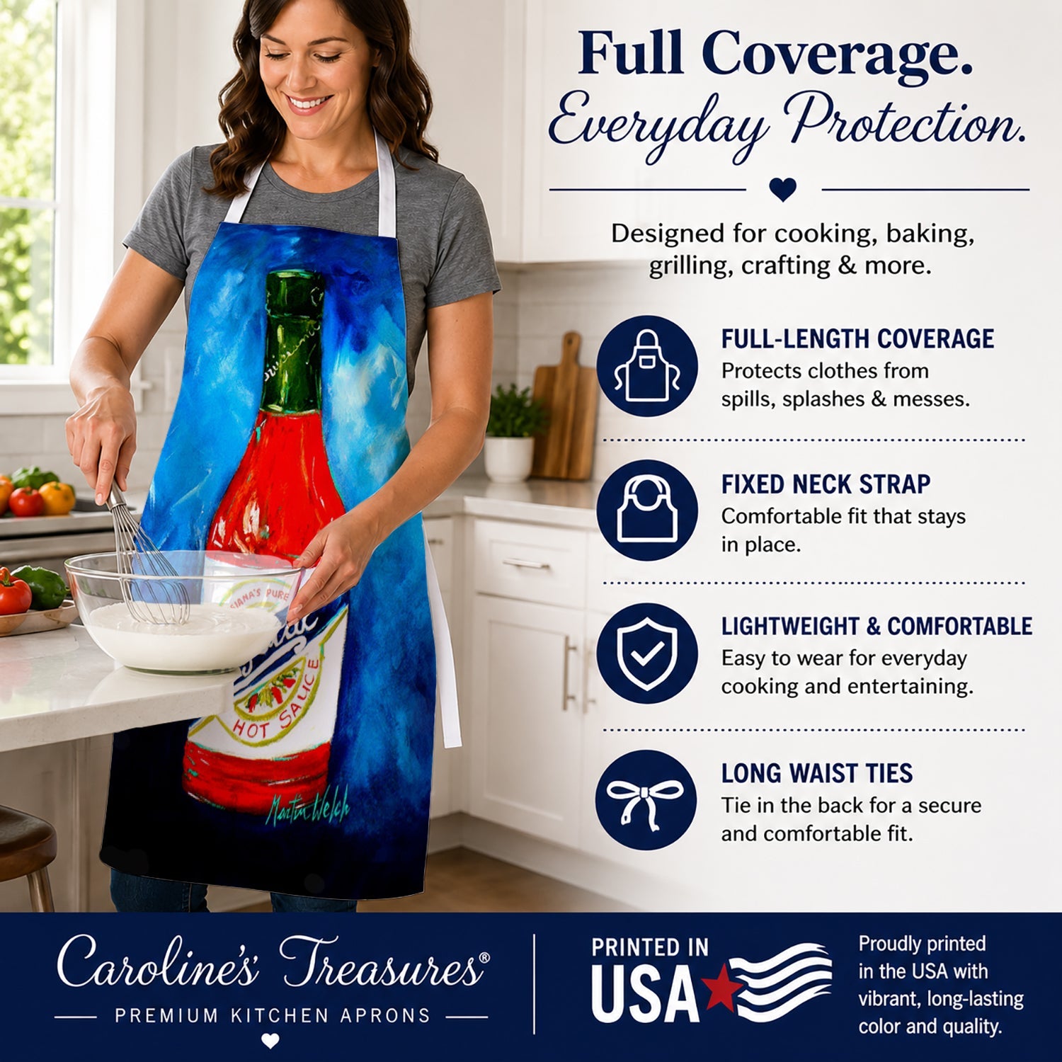 So Hot I'm Blue Sauce Apron Cooking Kitchen Server Baking Crafts Gardening for Adult Women Men, Unisex, Large, Multicolor