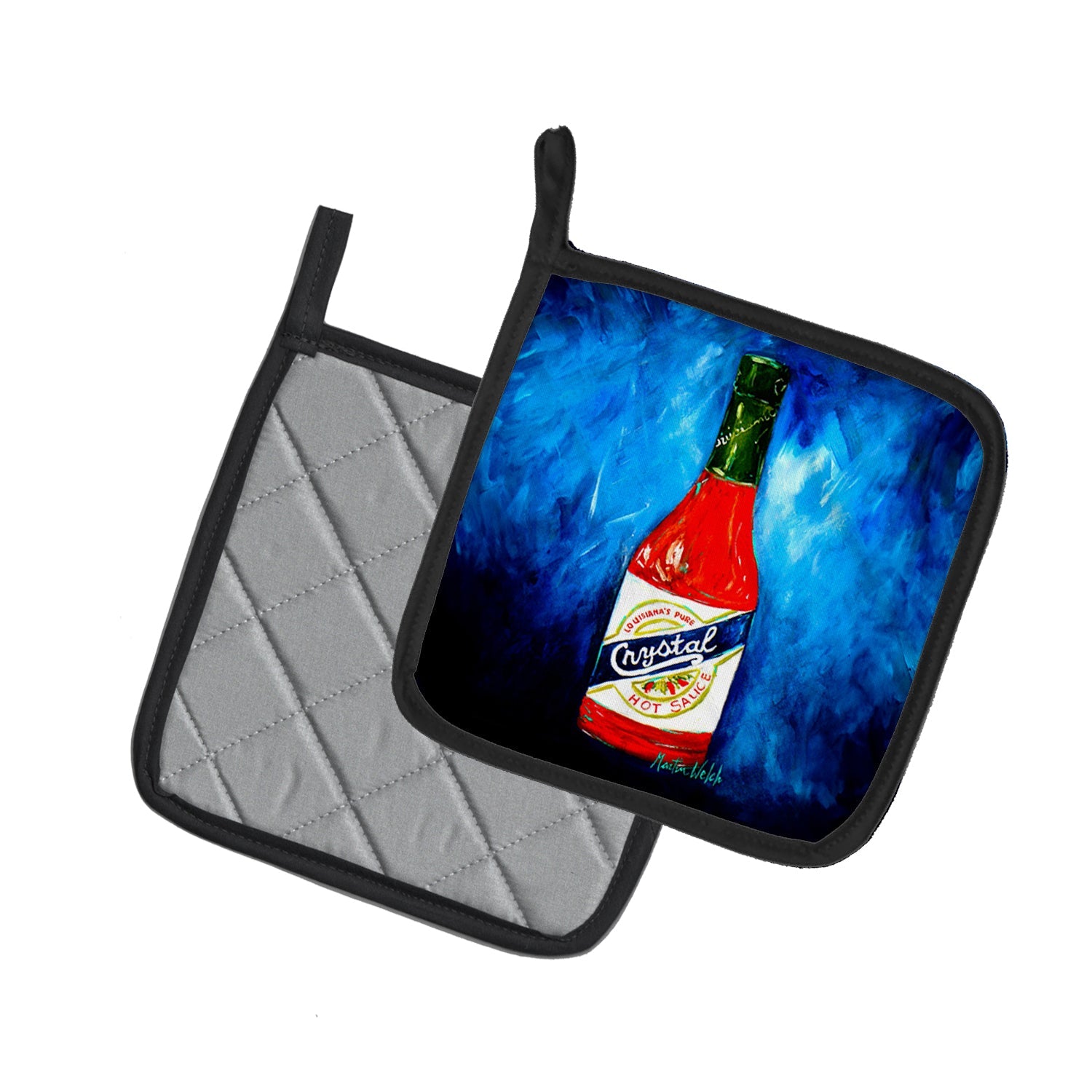 So Hot I'm Blue Sauce Pot Holder Set of 2 Heat Resistant Quilted Hot Pads 7.5 x 7.5 Inch, Insulated Kitchen Trivets for Cooking & Baking