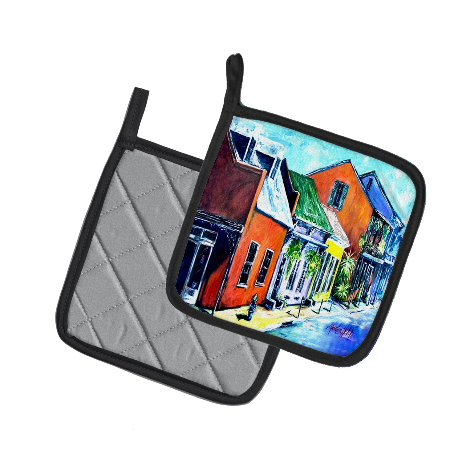 Somewhere Close Pot Holder Set of 2 Heat Resistant Quilted Hot Pads 7.5 x 7.5 Inch, Insulated Kitchen Trivets for Cooking & Baking