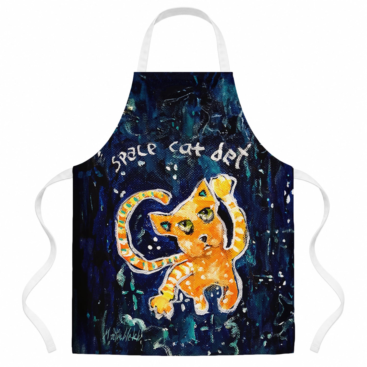 Space Cat Det Cat Apron Cooking Kitchen Server Baking Crafts Gardening for Adult Women Men, Unisex, Large, Multicolor