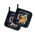 Space Cat Det Cat Pot Holder Set of 2 Heat Resistant Quilted Hot Pads 7.5 x 7.5 Inch, Insulated Kitchen Trivets for Cooking & Baking