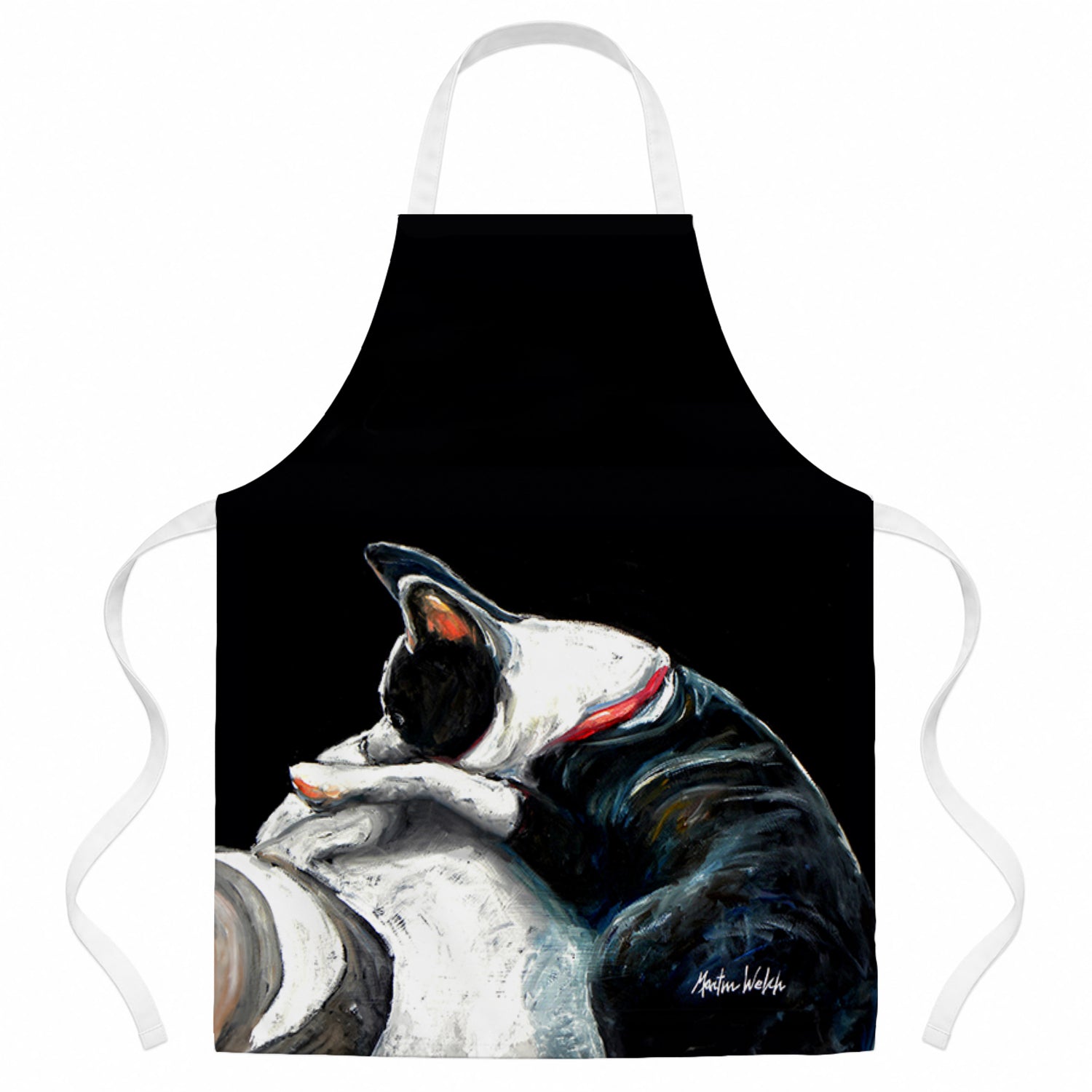 Boston Terrier Spot In The Sun Apron Cooking Kitchen Server Baking Crafts Gardening for Adult Women Men, Unisex, Large, Multicolor