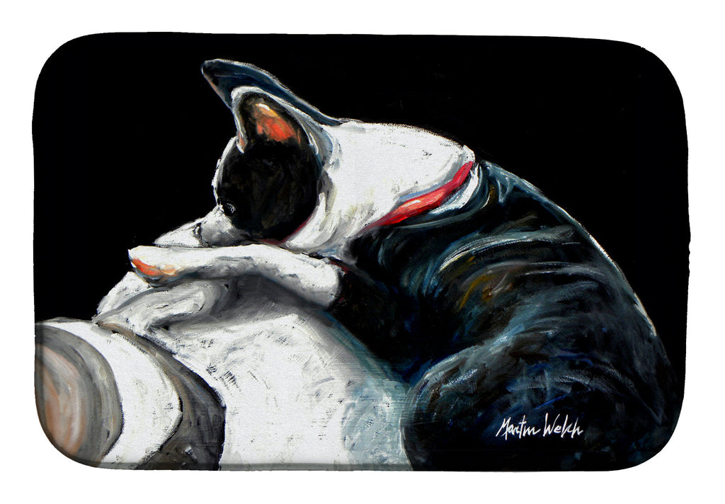 Boston Terrier Spot In The Sun Dish Drying Mat Absorbent Dish Drying Mat Pad for Kitchen Counter Dish Drainer Mat for Countertop, 14 x 21", Multicolor