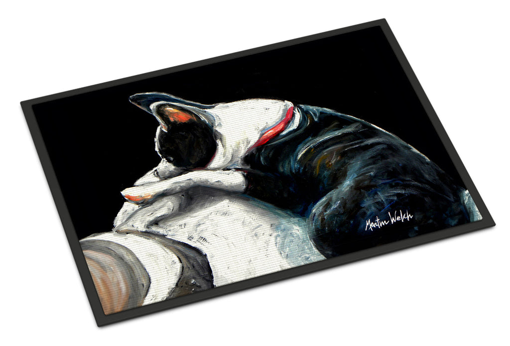 Boston Terrier Spot In The Sun Doormat Indoor Outdoor 24H X 36W Front Door Mat Rugs for Entryway, Non Slip Washable Low Pile,