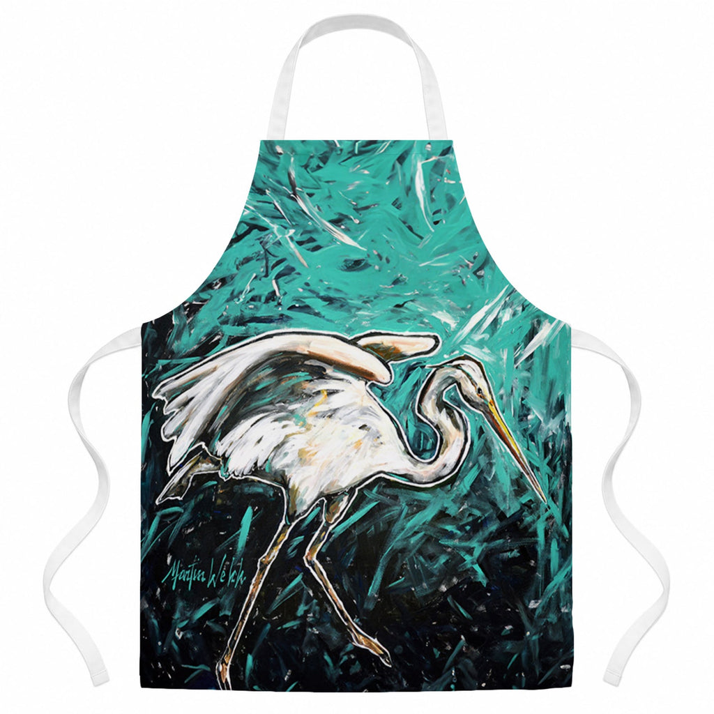 Heron Stretch Apron Cooking Kitchen Server Baking Crafts Gardening for Adult Women Men, Unisex, Large, Multicolor