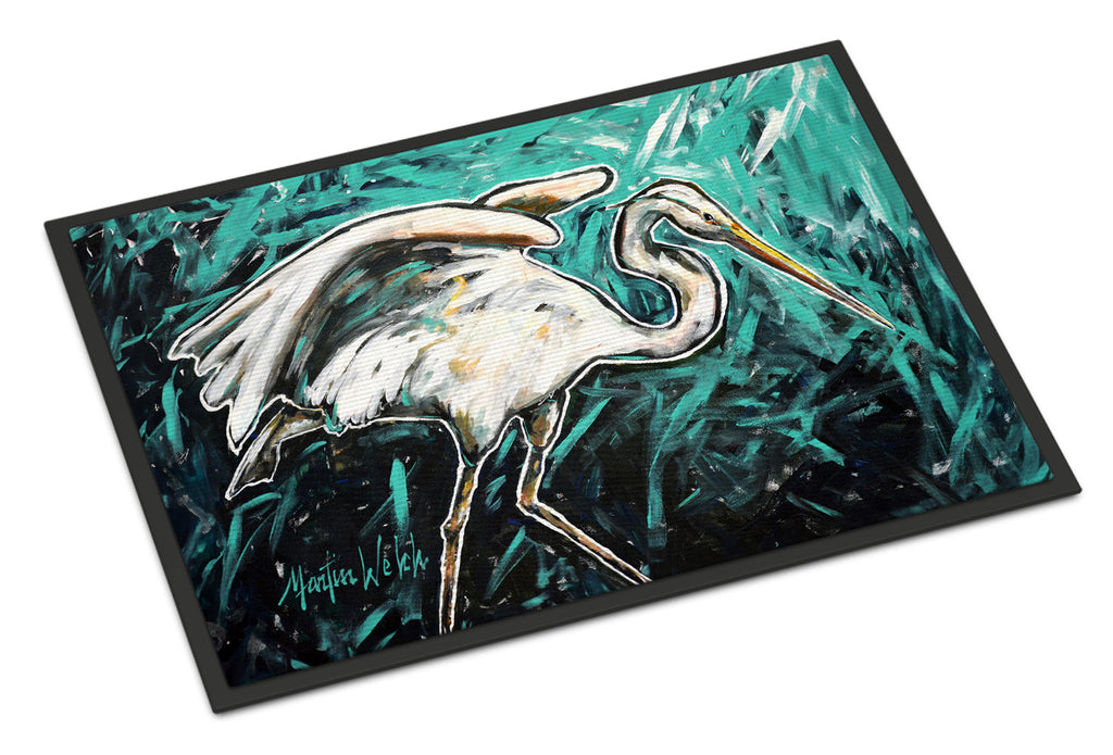 Heron Stretch Doormat Indoor Outdoor 24H X 36W Front Door Mat Rugs for Entryway, Non Slip Washable Low Pile,