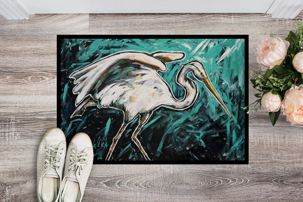 Heron Stretch Doormat Indoor Outdoor 24H X 36W Front Door Mat Rugs for Entryway, Non Slip Washable Low Pile,