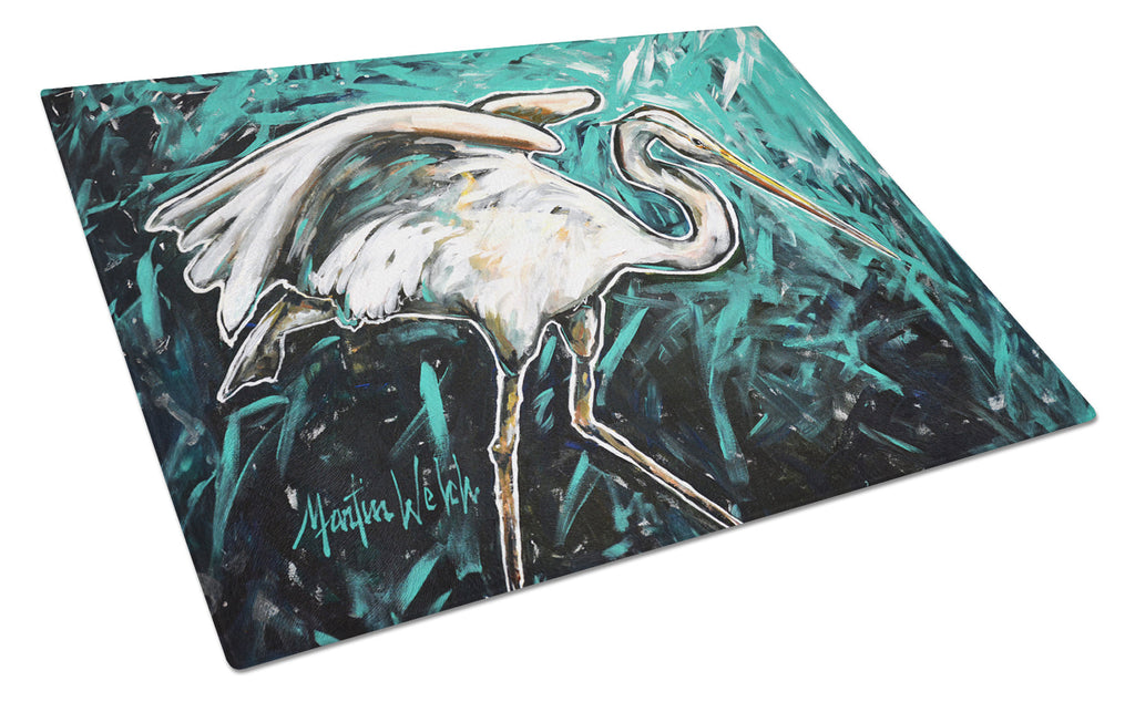 Heron Stretch Cutting Board Tempered Glass Kitchen Cutting Surface, Heat Resistant Chopping, Non-Slip Feet, Food Prep & Serving