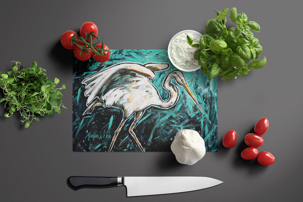 Heron Stretch Cutting Board Tempered Glass Kitchen Cutting Surface, Heat Resistant Chopping, Non-Slip Feet, Food Prep & Serving