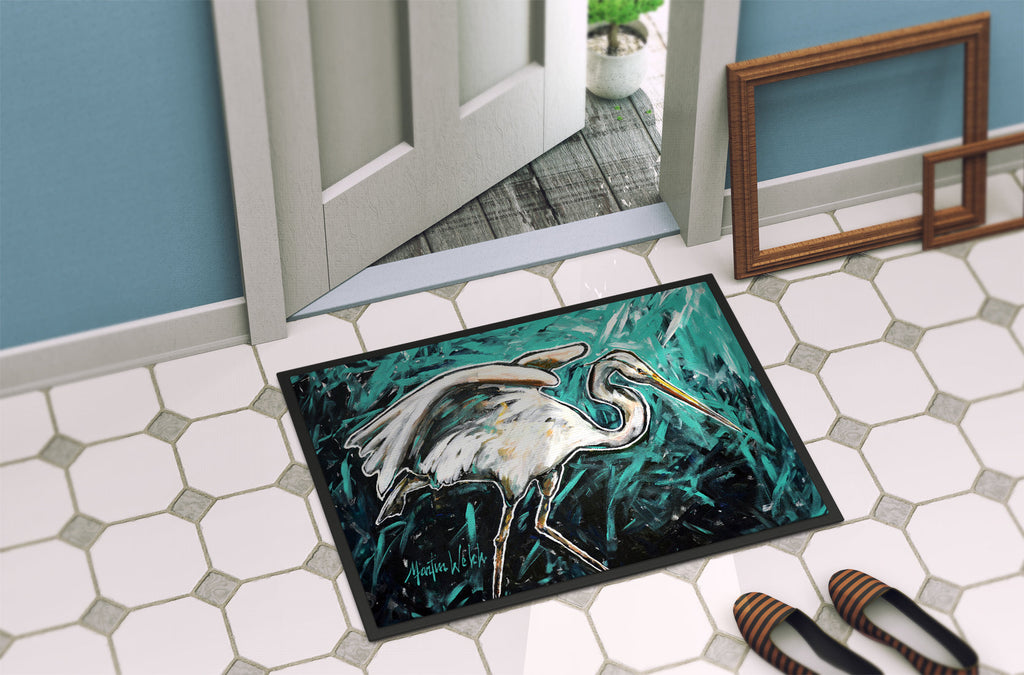 Heron Stretch Doormat Indoor Outdoor 18H X 27W Front Door Mat Rugs for Entryway, Non Slip Washable