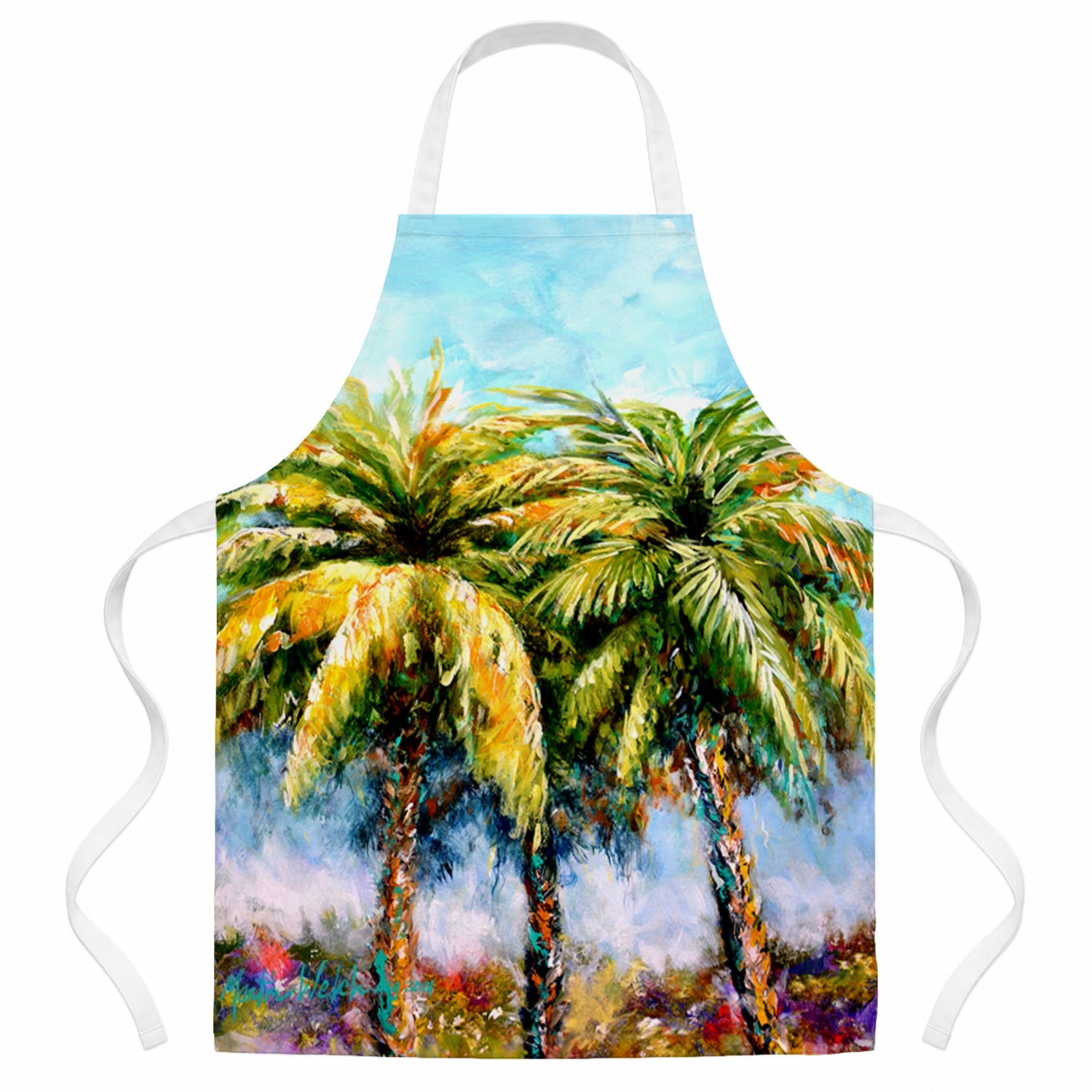 Summer Breezes Palm Tree Apron Cooking Kitchen Server Baking Crafts Gardening for Adult Women Men, Unisex, Large, Multicolor