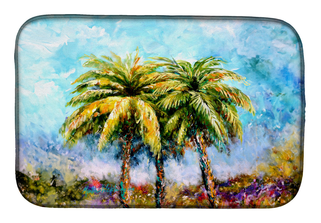 Summer Breezes Palm Tree Dish Drying Mat Absorbent Dish Drying Mat Pad for Kitchen Counter Dish Drainer Mat for Countertop, 14 x 21", Multicolor